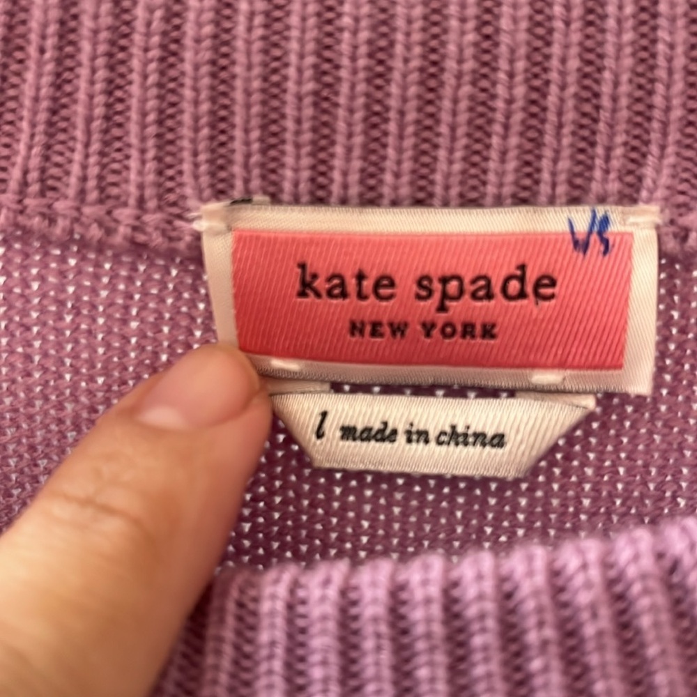Kate Spade Wool Panther Sweater Size L 🖤💜 - Picture 2 of 6